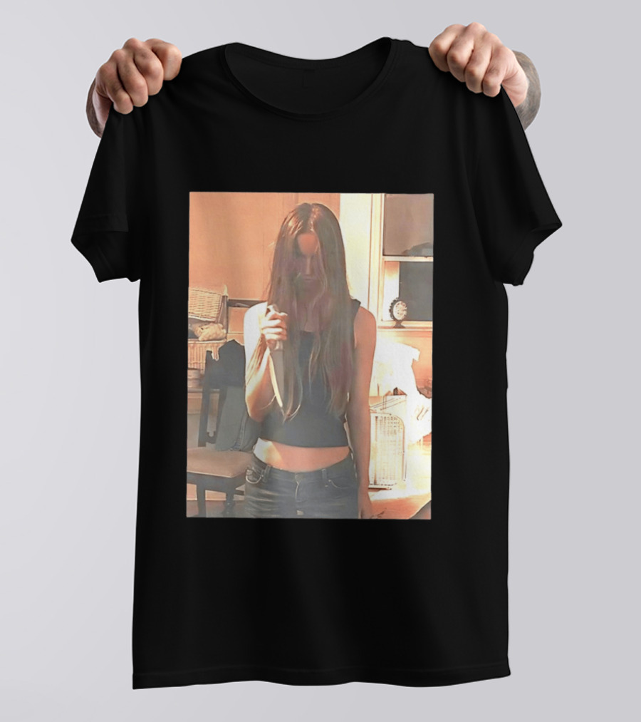 Long Hair Girl With Survival Knife In Room T-Shirt