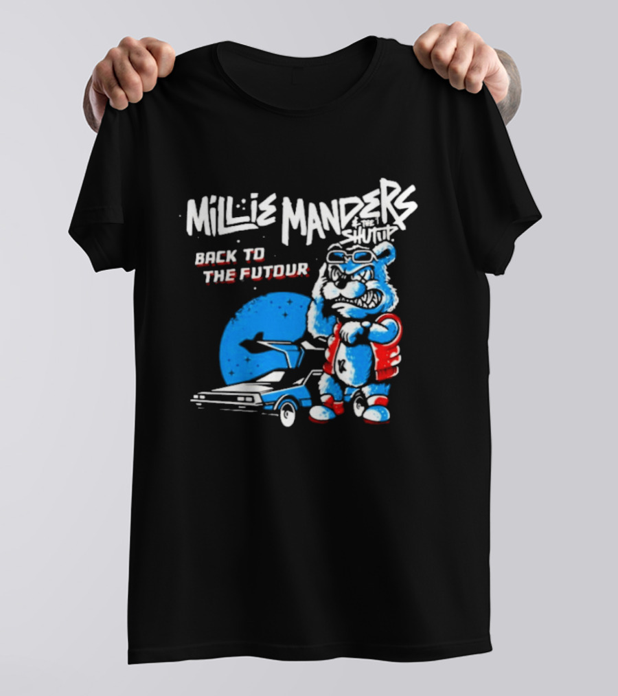 Millie Manders And The Shutup Back To The Futour Retro Cartoon Character And Car T-Shirt