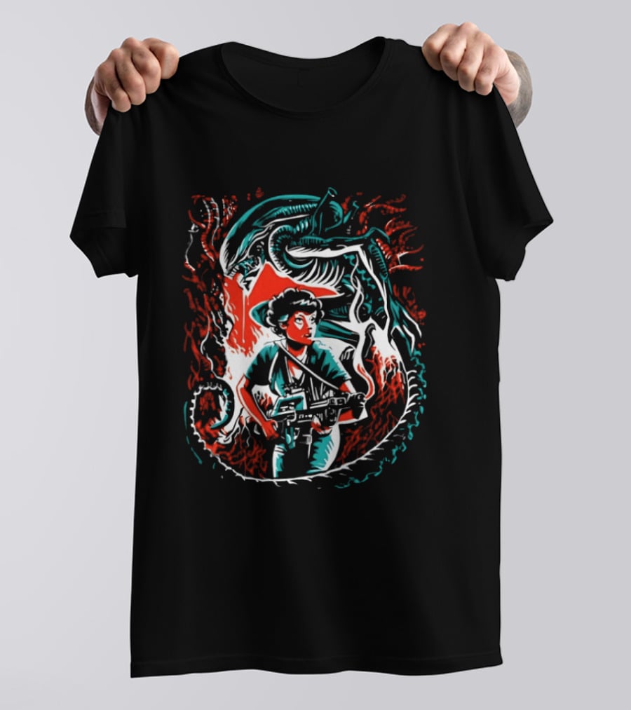 Alien Ripley Xenomorph Hunter Hunted Iconic Sci Fi Battle T-Shirt