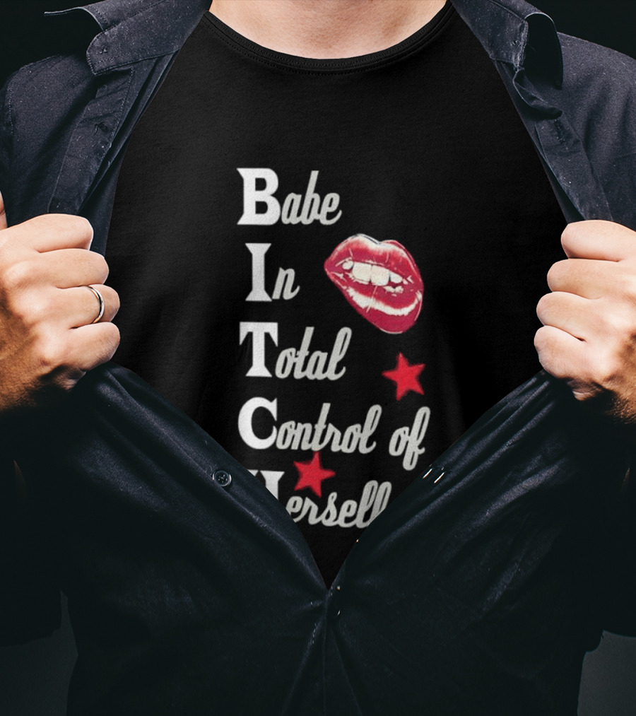 Babe In Total Control Of Herself Lips Red Stars T-Shirt