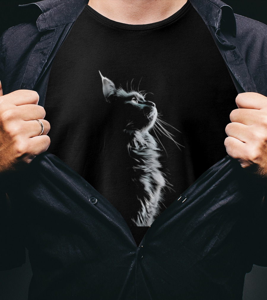 Cat Light And Shadow White Silhouette Feline T-Shirt