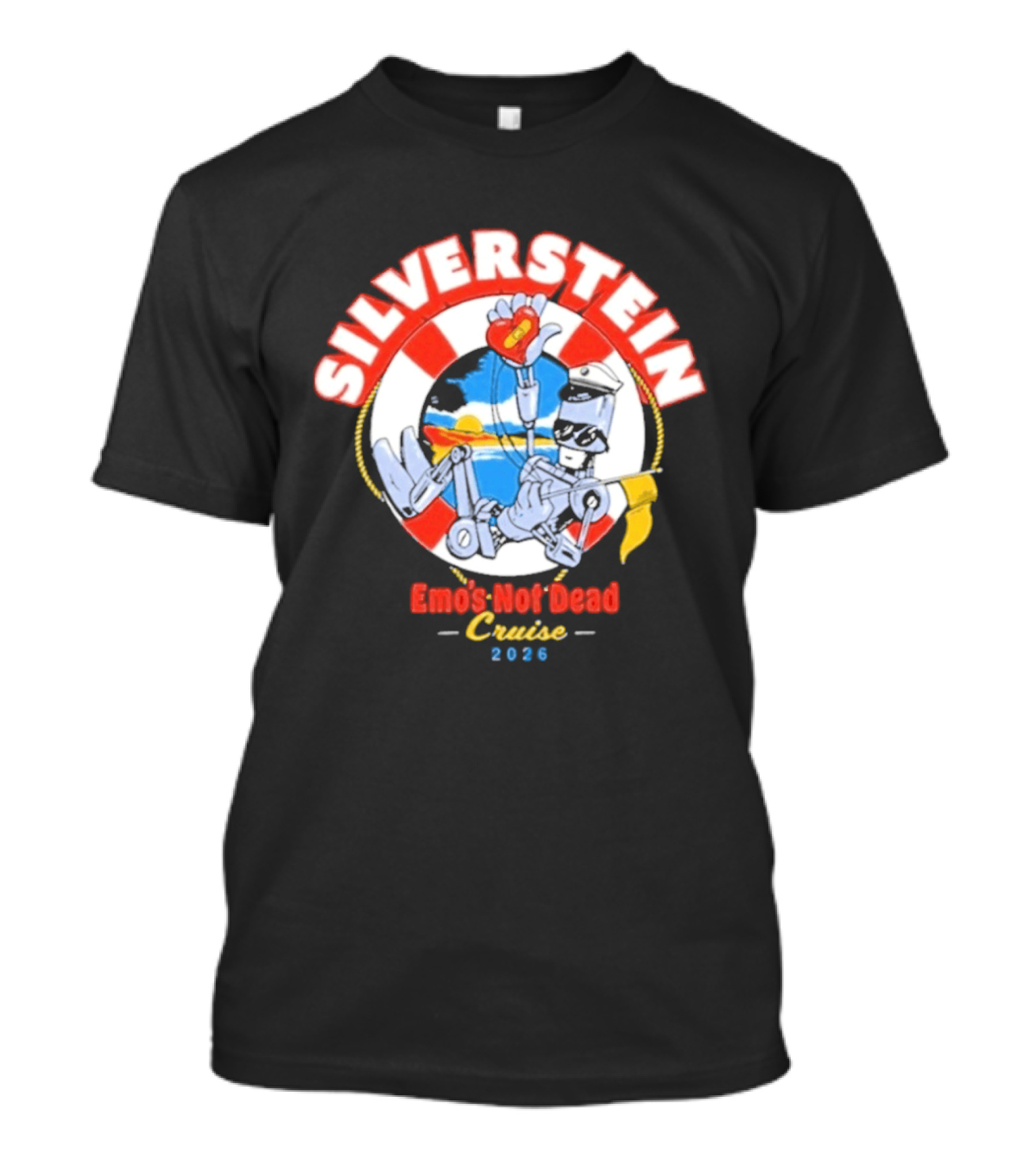 Silverstein Emo's Not Dead Cruise 2026 Lifebuoy And Ocean Waves T-Shirt