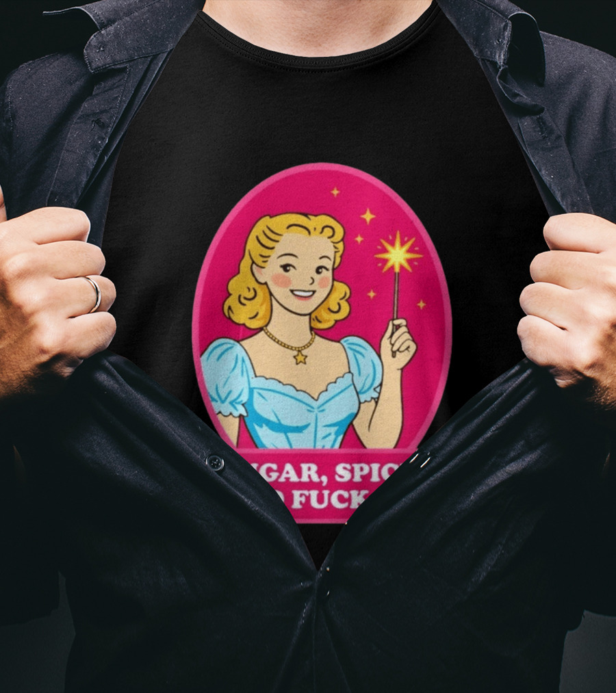 Sugar Spice And Fuck Ice Retro Cartoon Magic Wand T-Shirt