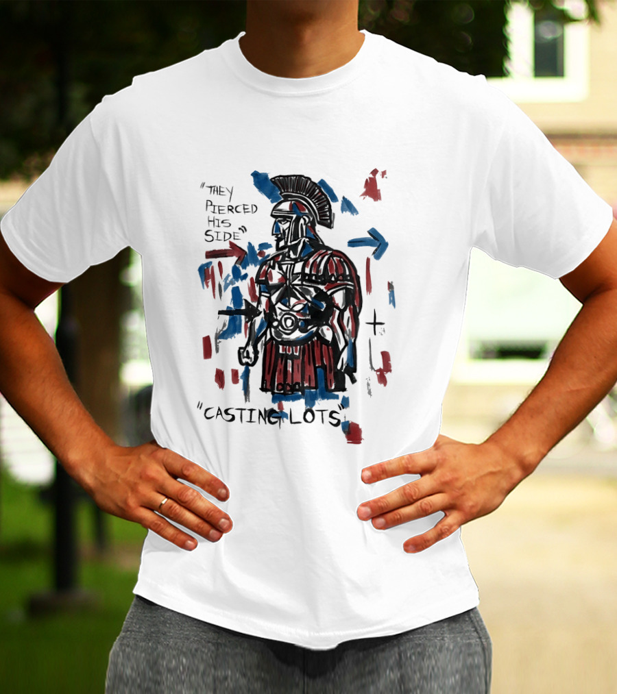 They Pierced His Side Casting Lots Roman Soldier T-Shirt