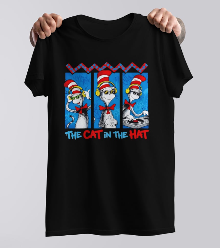 The Cat In The Hat Dr Seuss DJ Headphones And Sunglasses T-Shirt