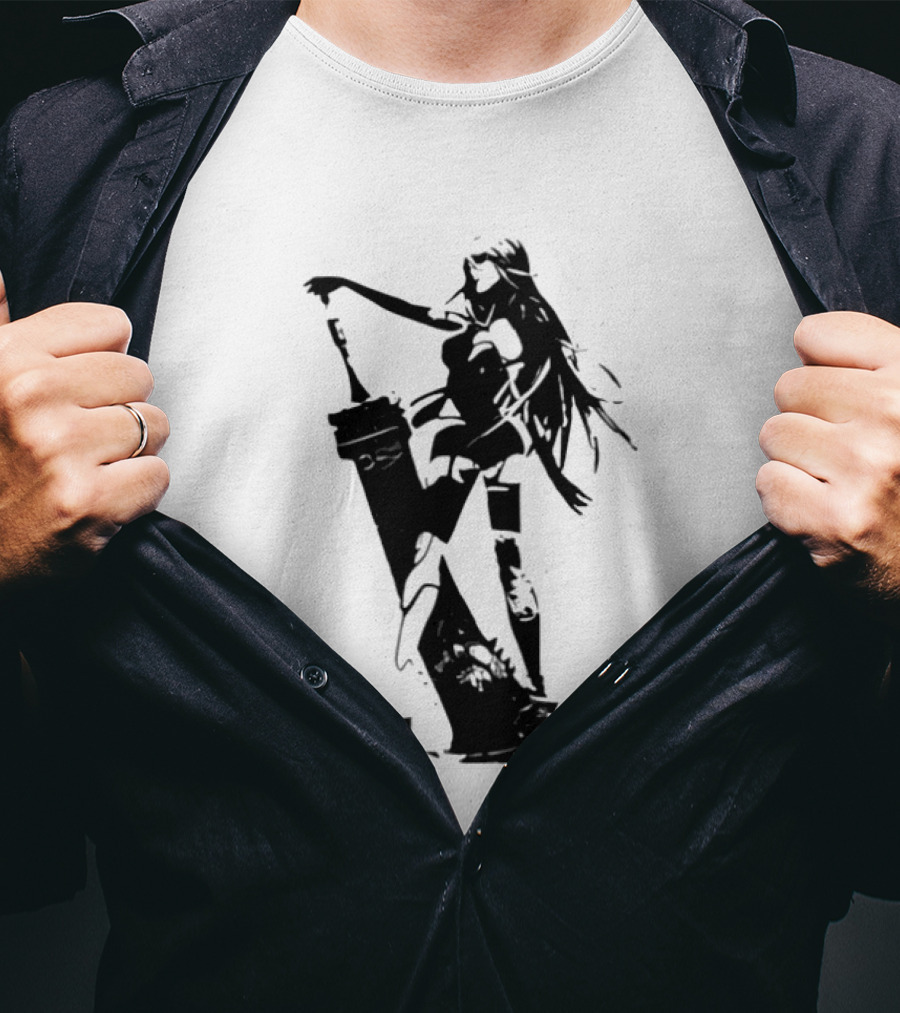 Weathered Nier Automata A2 Silhouette Black T-Shirt