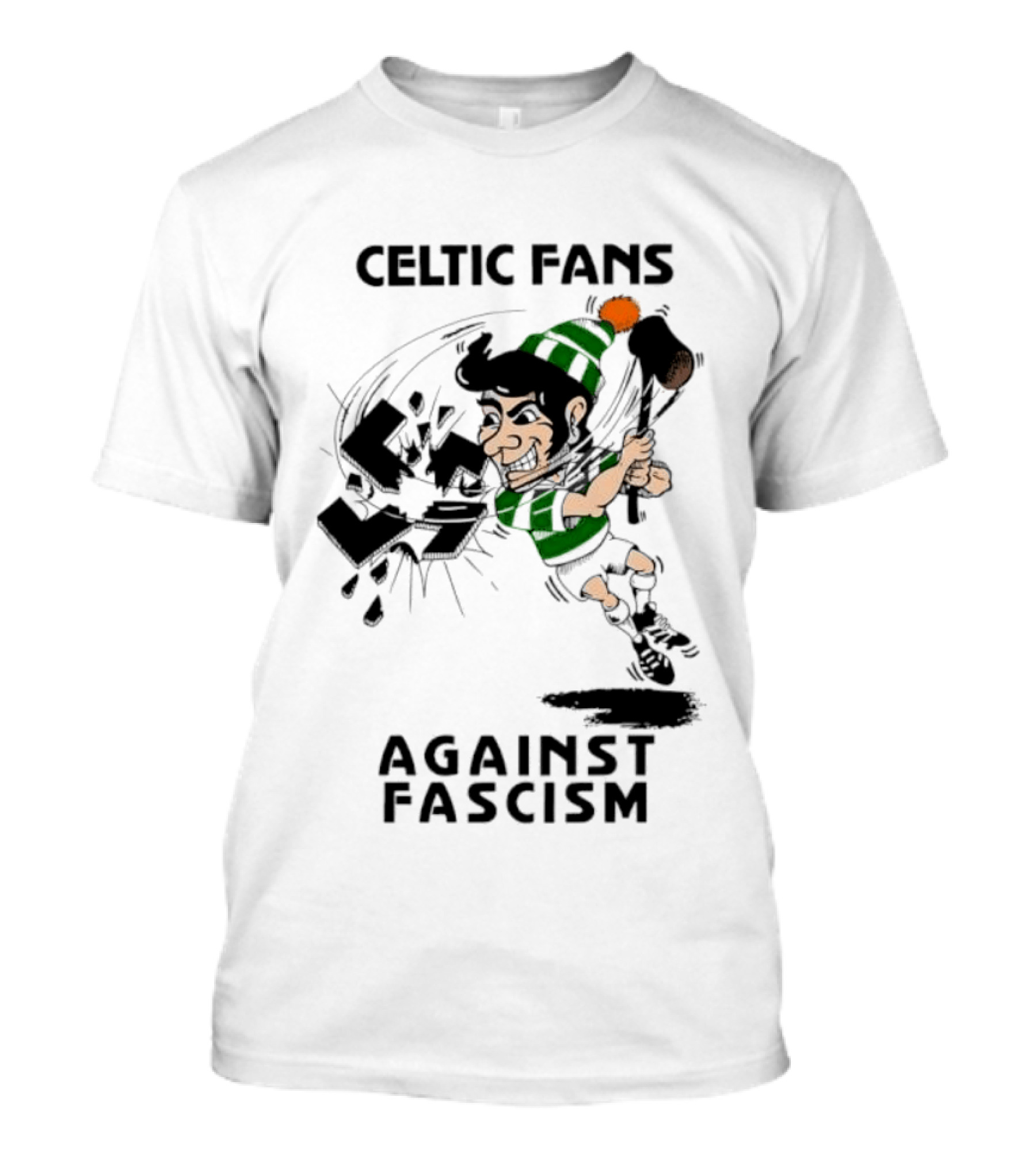 Celtic Fans Against Fascism Irish Character And Broken Swastika T-Shirt