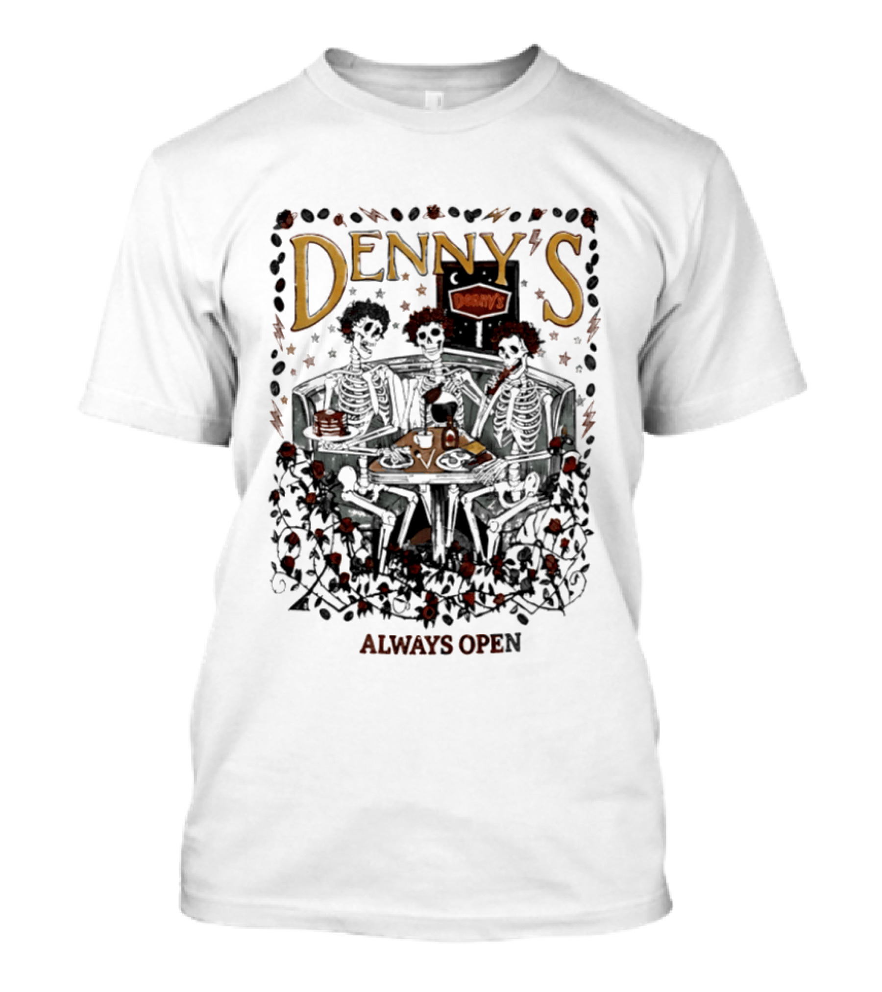 Denny's Grateful Dead Skeletons Always Open T-Shirt