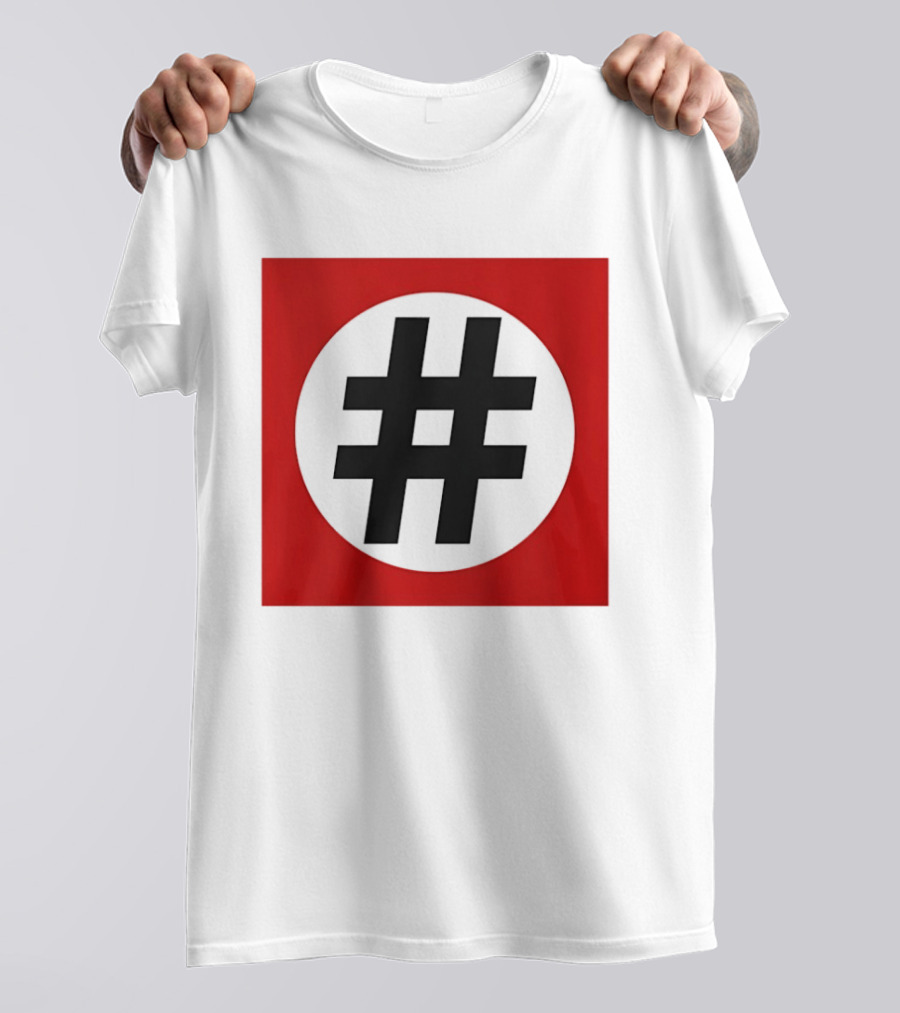 Hashtag Symbol Black On Red Square T-Shirt