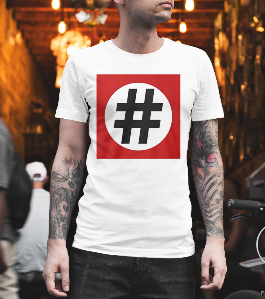 Hashtag Symbol Black On Red Square T-Shirt
