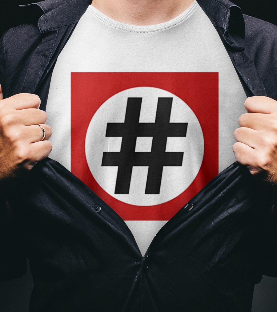 Hashtag Symbol Black On Red Square T-Shirt