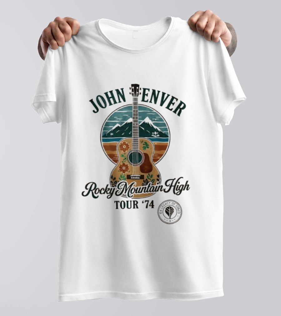 John Denver Rocky Mountain High Tour '74 Vintage Guitar T-Shirt