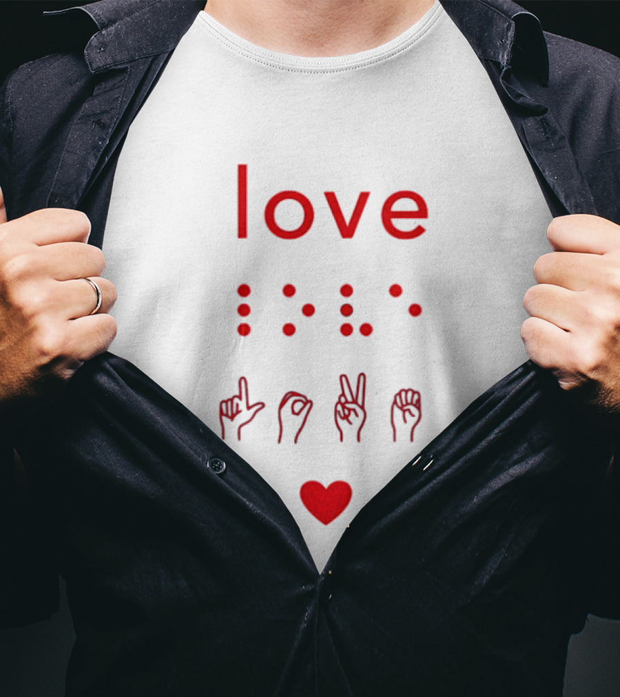 Love Braille Sign Language Heart T-Shirt
