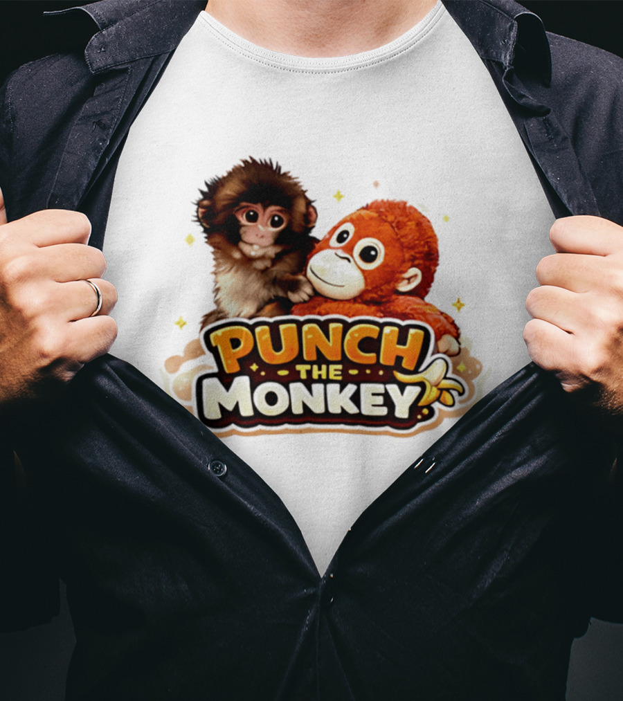 Punch The Monkey Cute Plush Cartoon T-Shirt