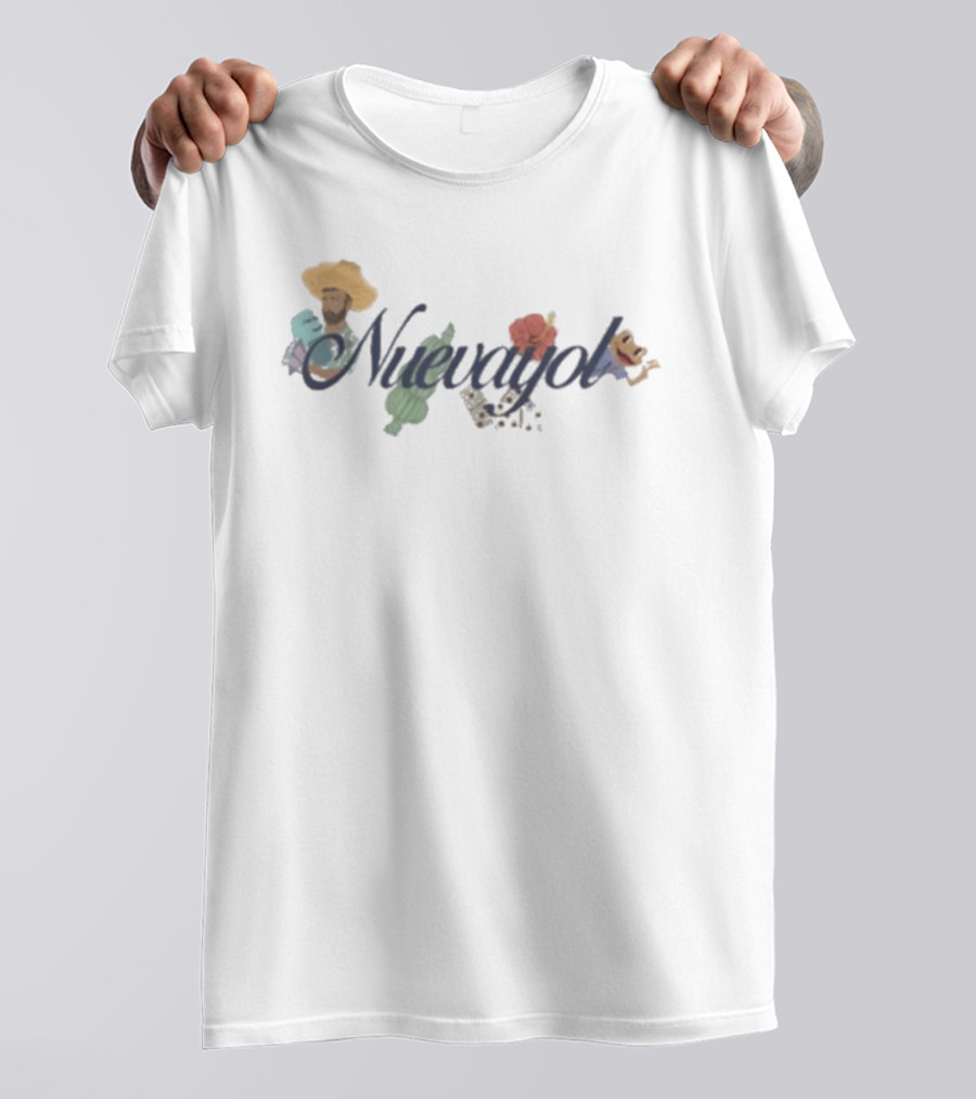 Nuevayol Bad Bunny White Hat Cactus Fun Characters T-Shirt