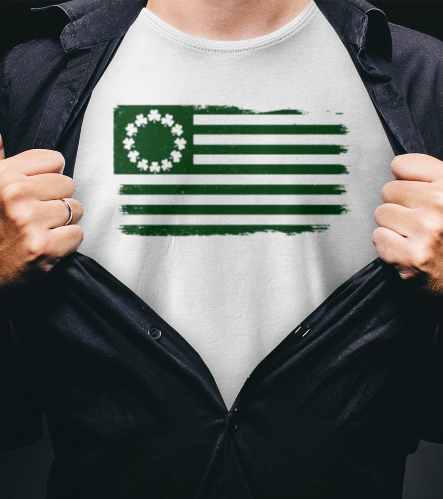 Betsy Ross Flag With Shamrock Circle Stars T-Shirt