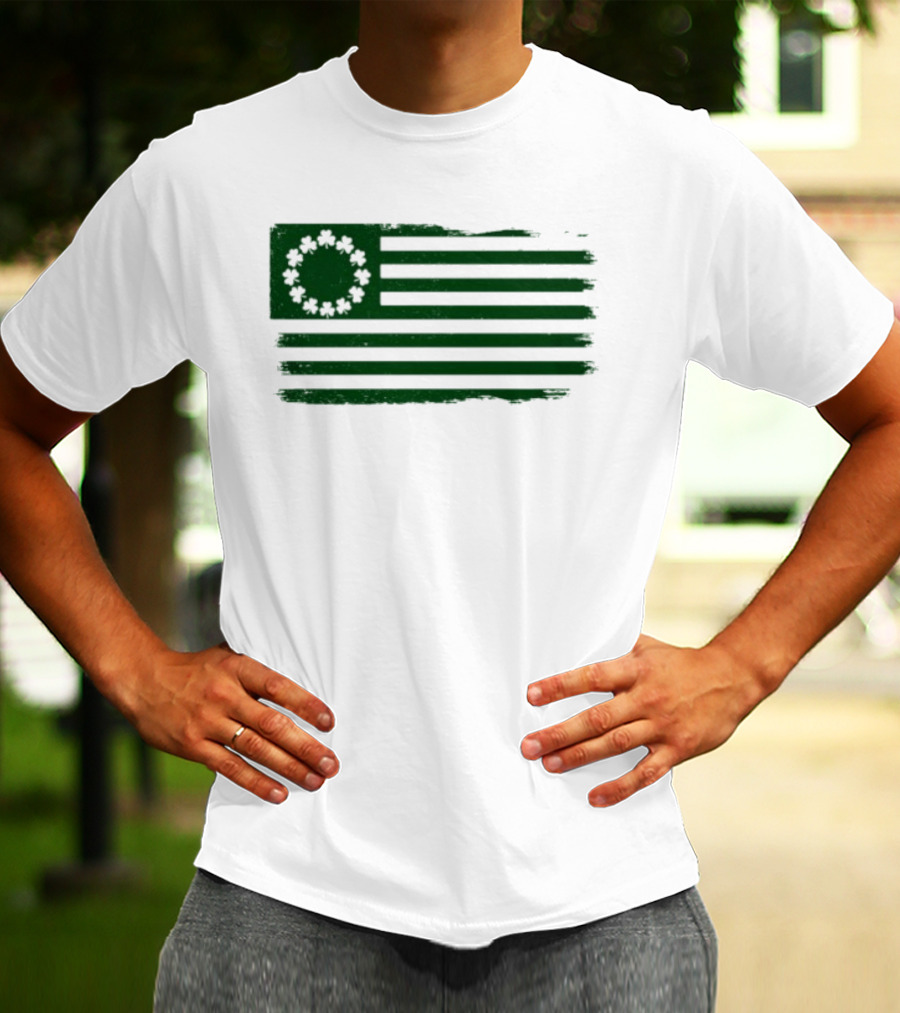 Betsy Ross Flag With Shamrock Circle Stars T-Shirt