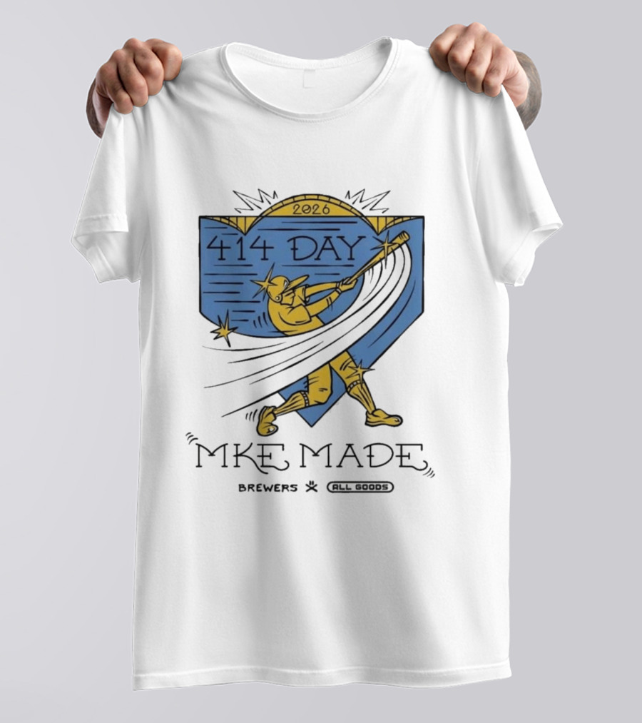 Brewers 414 Day MKE Made 2026 Baseball Player T-Shirt