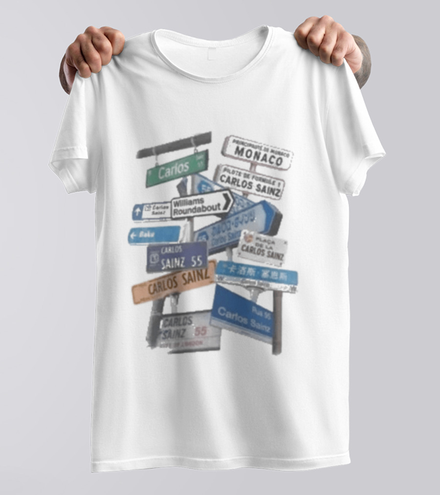Carlos Sainz Signs Circuit Racing Directions Formula 1 Pilgrimage T-Shirt