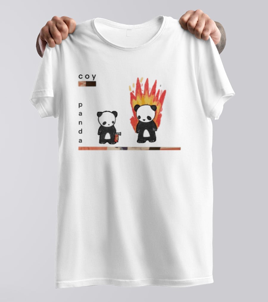 Coy Panda Fire And Calm Contrast T-Shirt