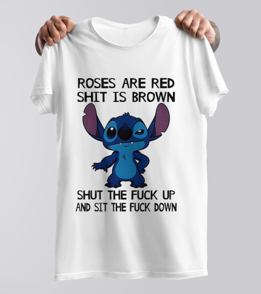 Stitch Roses Are Red Shit Is Brown T-Shirt