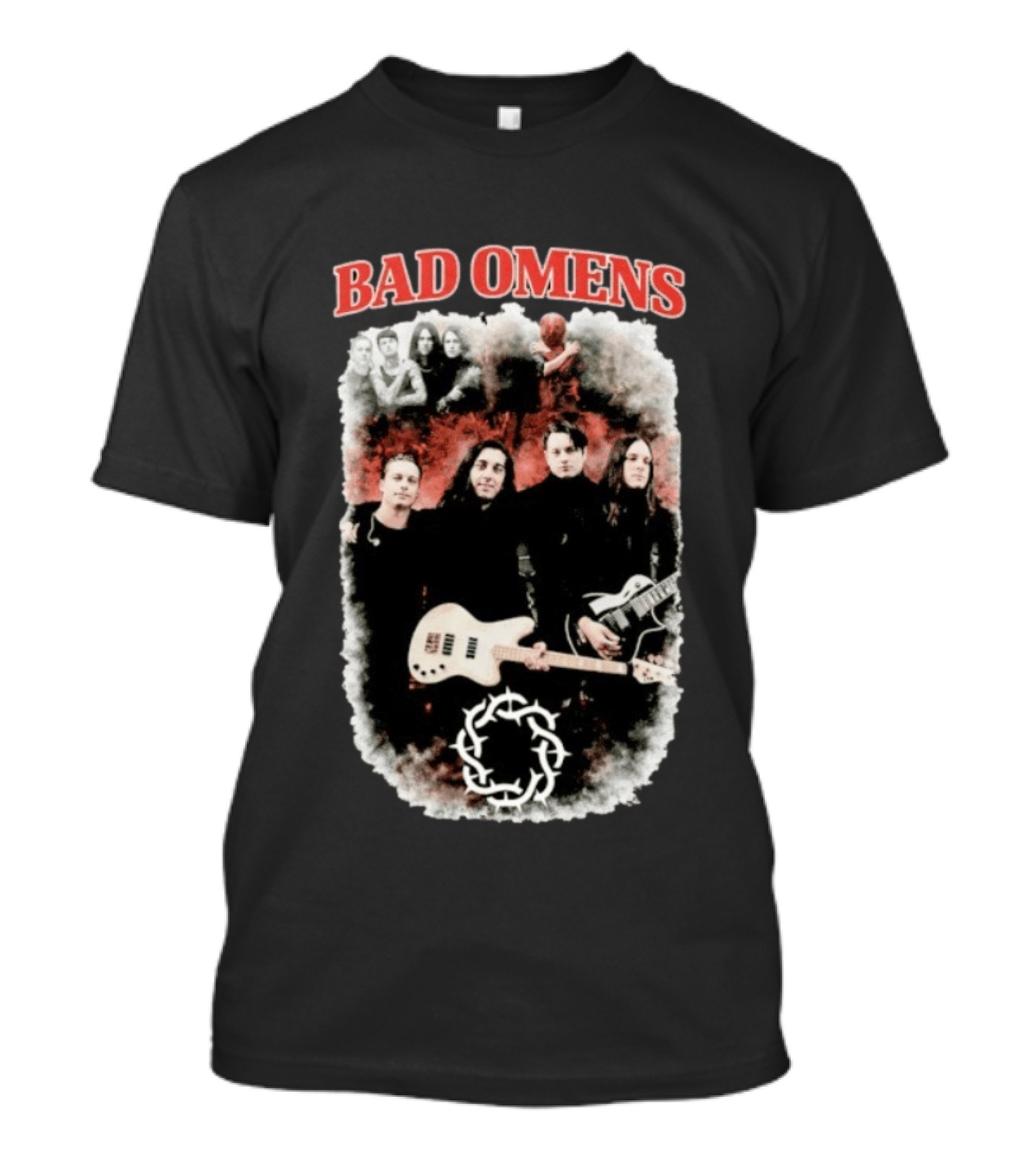 BAD OMENS Band Bootleg Circle Symbol Concert Collage T-Shirt