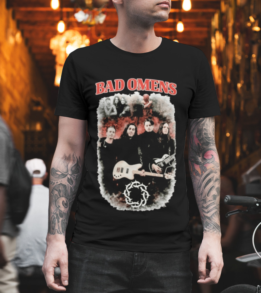 BAD OMENS Band Bootleg Circle Symbol Concert Collage T-Shirt