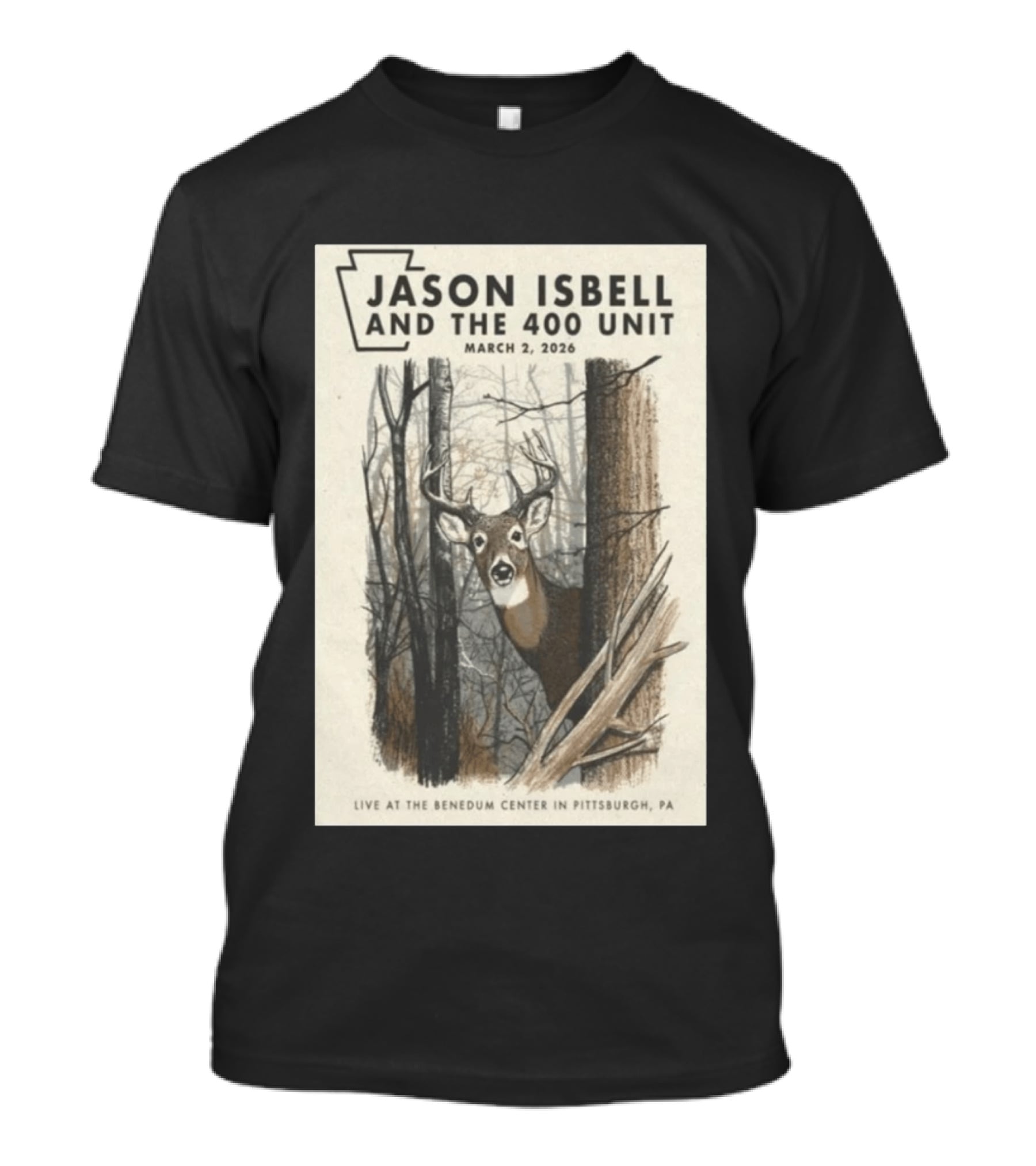 Jason Isbell And The 400 Unit Live At Benedum Center March 2 2026 Pittsburgh PA Deer T-Shirt