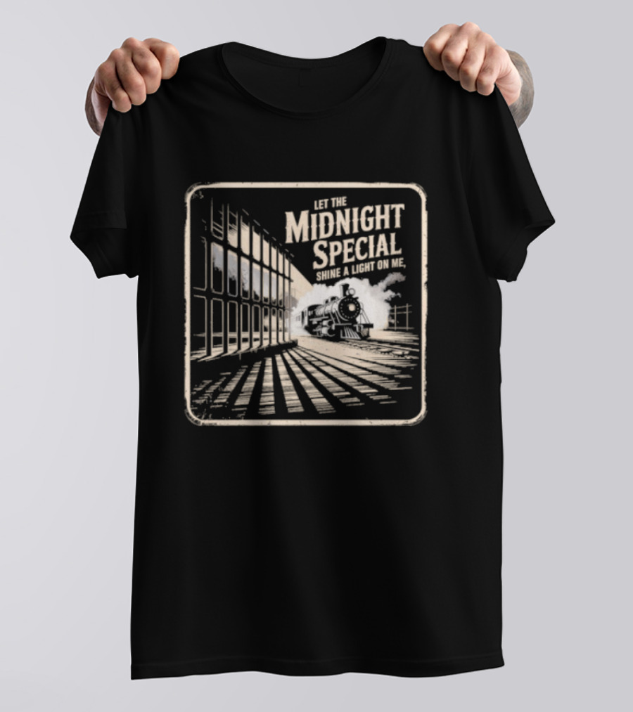 Let The Midnight Special Shine A Light On Me Train Illustration Classic Song Reference T-Shirt