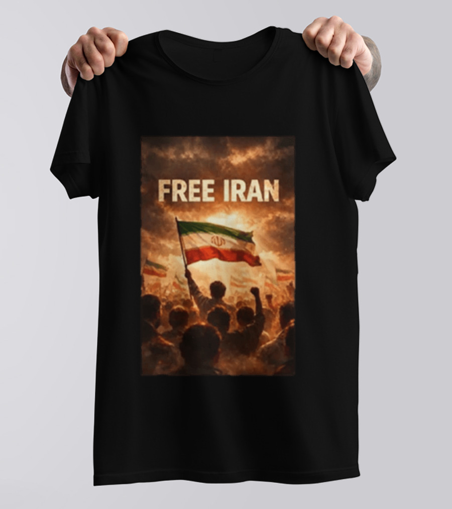 Free Iran Flag Protest With Crowd T-Shirt