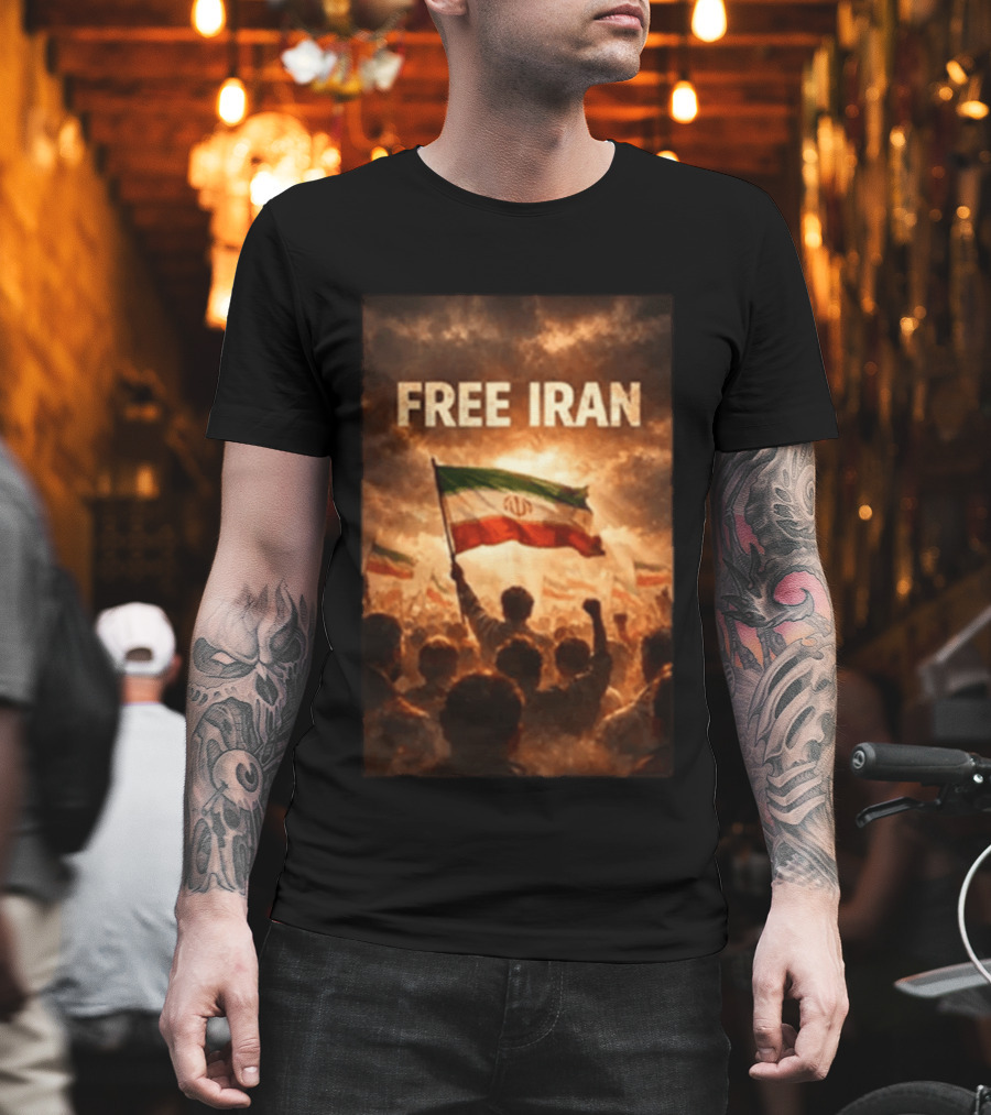 Free Iran Flag Protest With Crowd T-Shirt