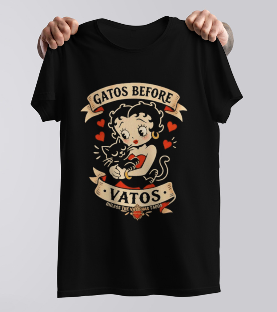 Gatos Before Vatos Betty Boop Cat Lovers T-Shirt
