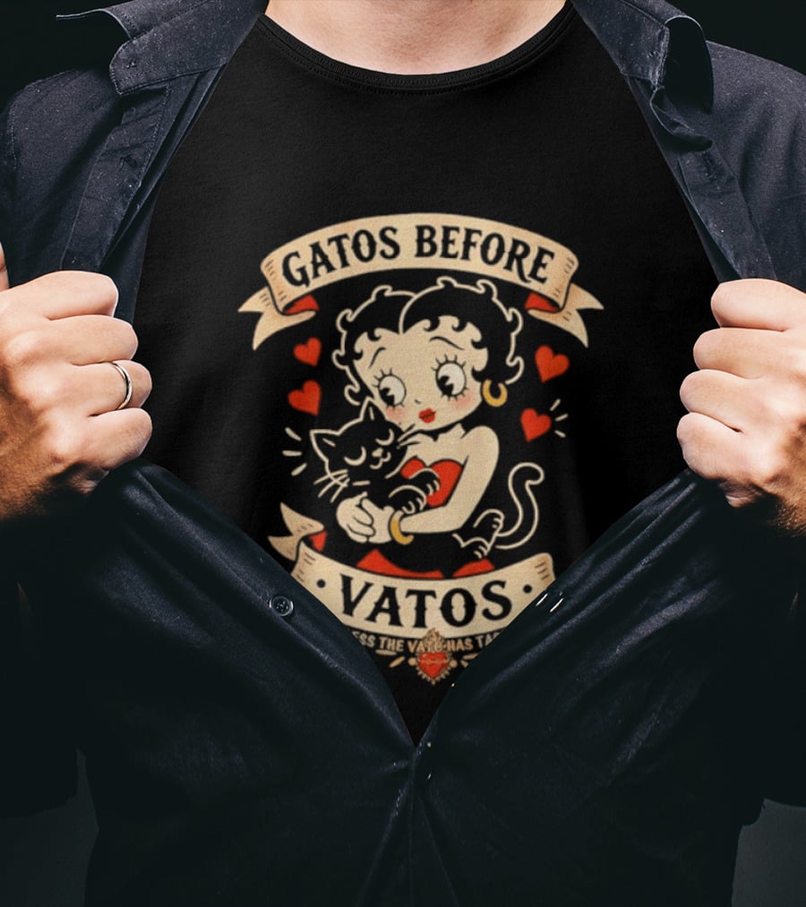Gatos Before Vatos Betty Boop Cat Lovers T-Shirt