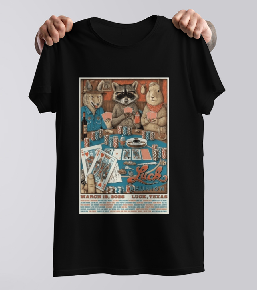 Luck Reunion March 19 2026 Luck Texas Poker Animals T-Shirt