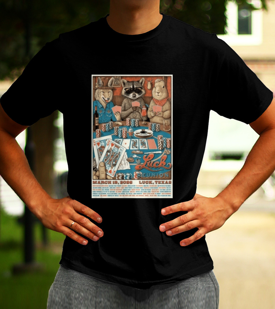 Luck Reunion March 19 2026 Luck Texas Poker Animals T-Shirt