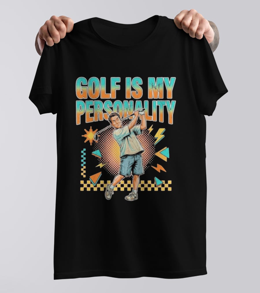 Golf Is My Personality Retro Style Swinging Golfer T-Shirt
