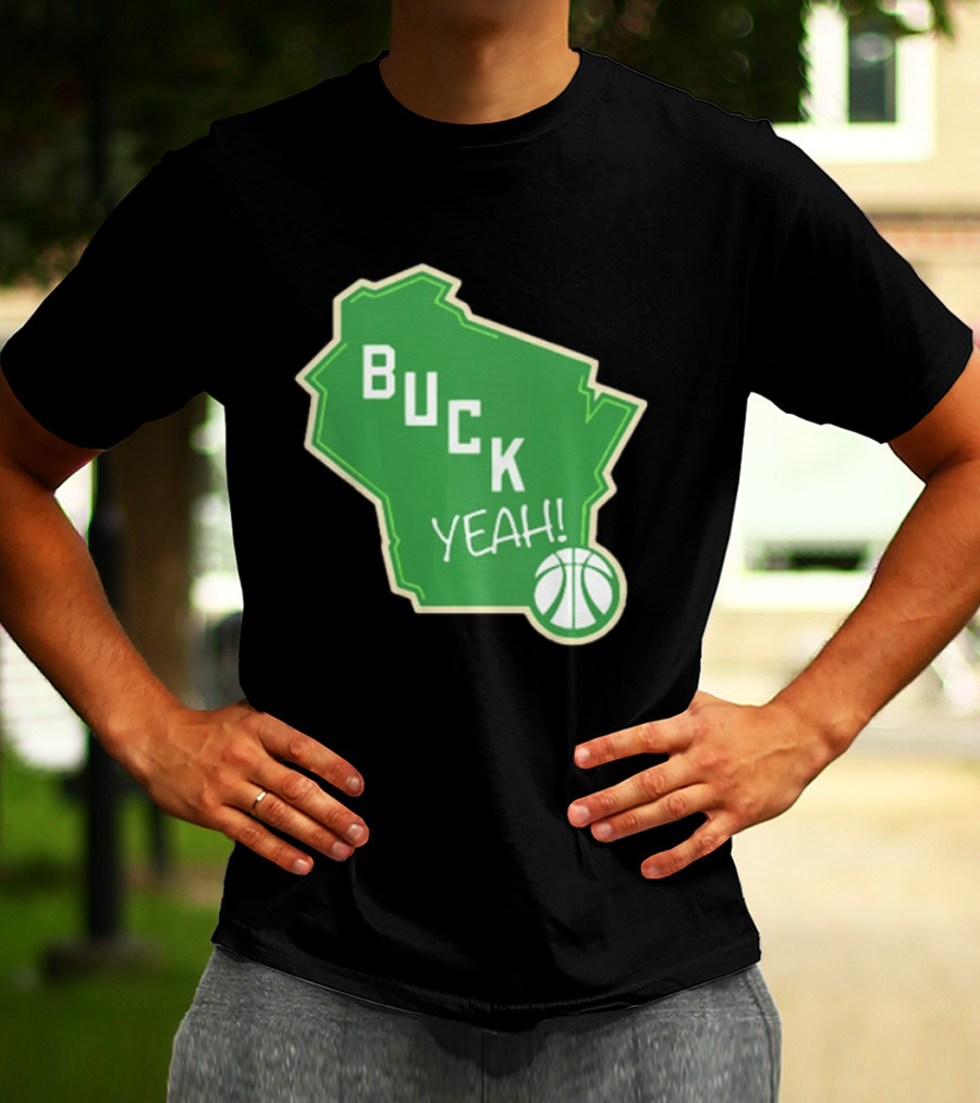 Buck Yeah Milwaukee Basketball Green Map T-Shirt