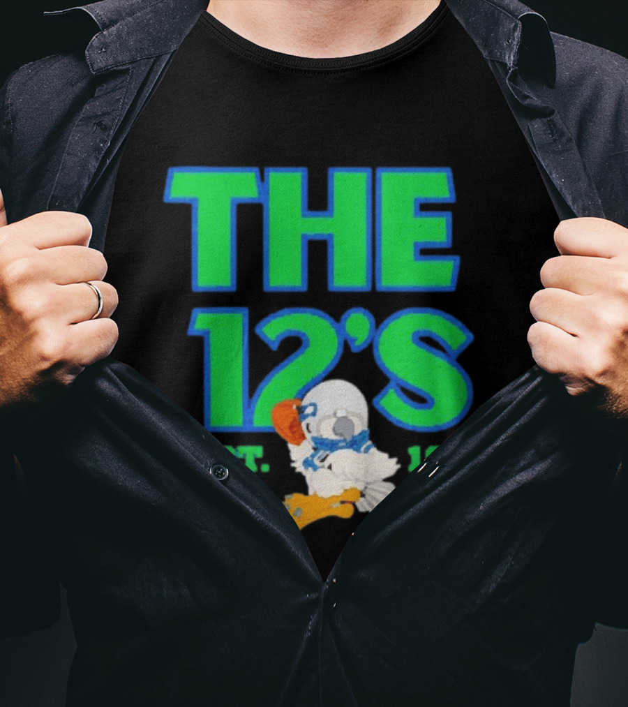 THE 12'S Est. 1974 Navy Grey Seattle Seahawks T-Shirt