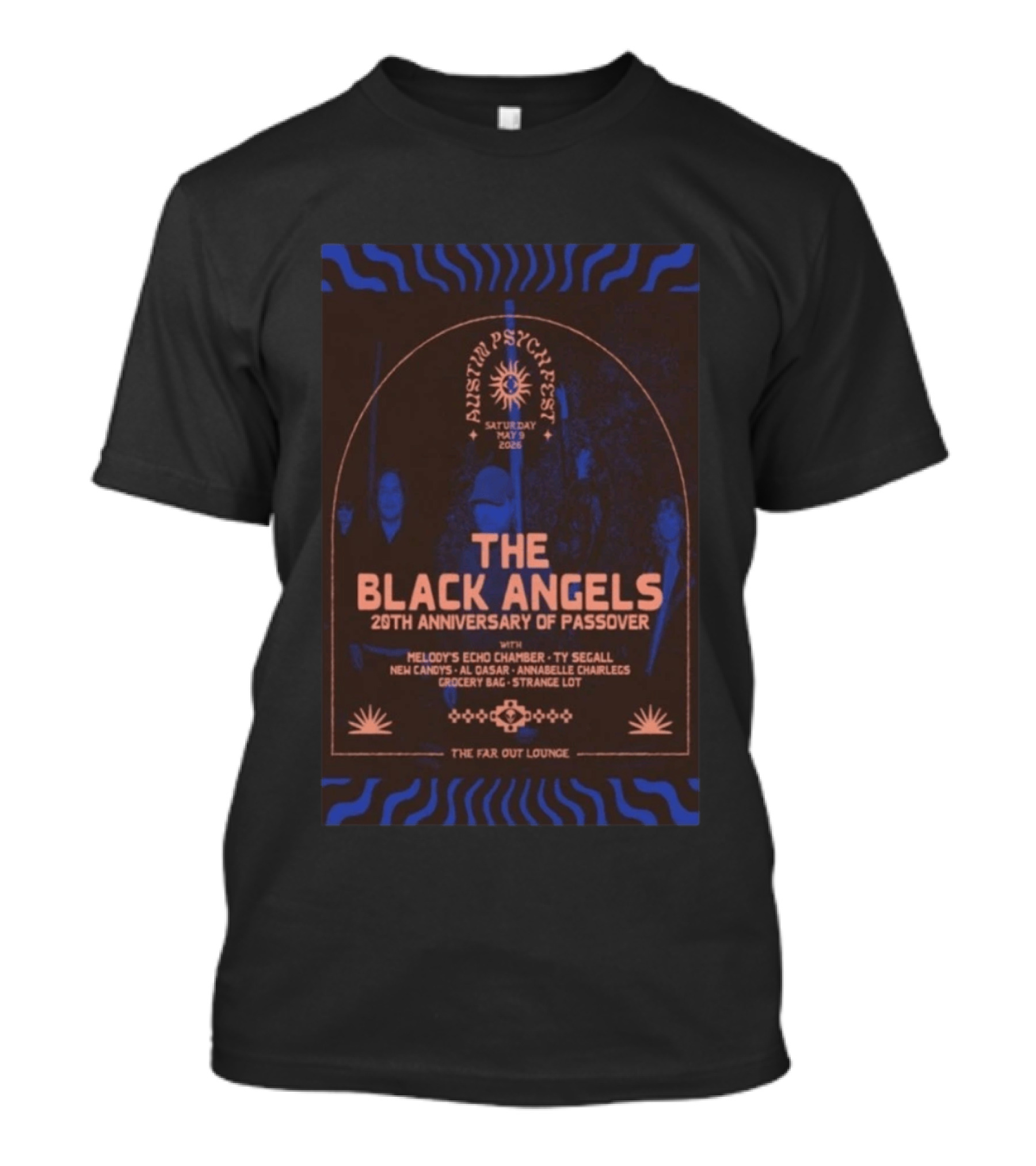 Austin Psych Fest The Black Angels 20th Anniversary Of Passover May 9 2026 T-Shirt