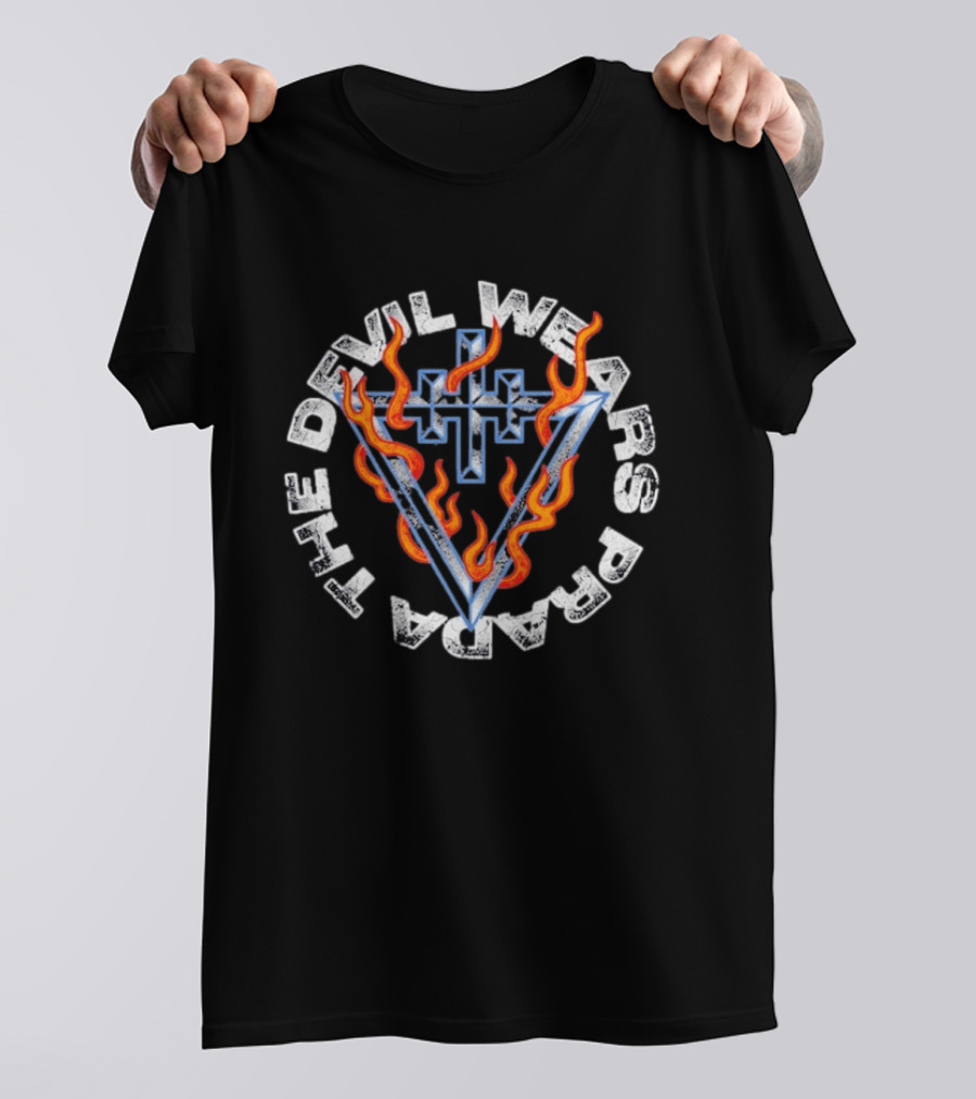 The Devil Wears Prada Flame Cross And V Fiery T-Shirt