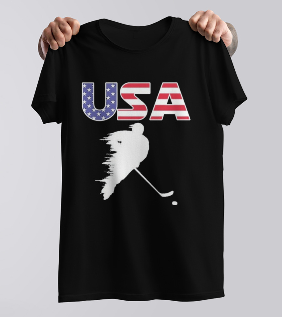 USA Stars And Stripes Ice Hockey Player T-Shirt