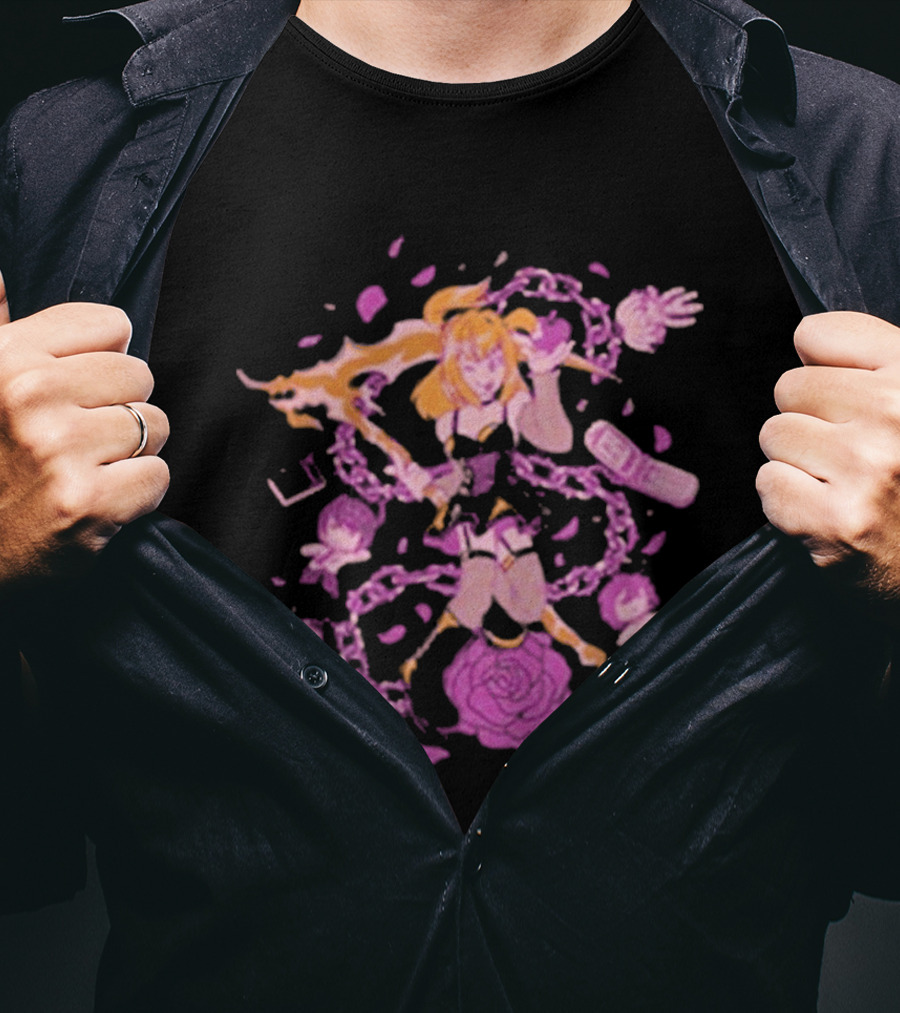 Angel Of Death Jav Anime Style Pink Chains And Rose T-Shirt