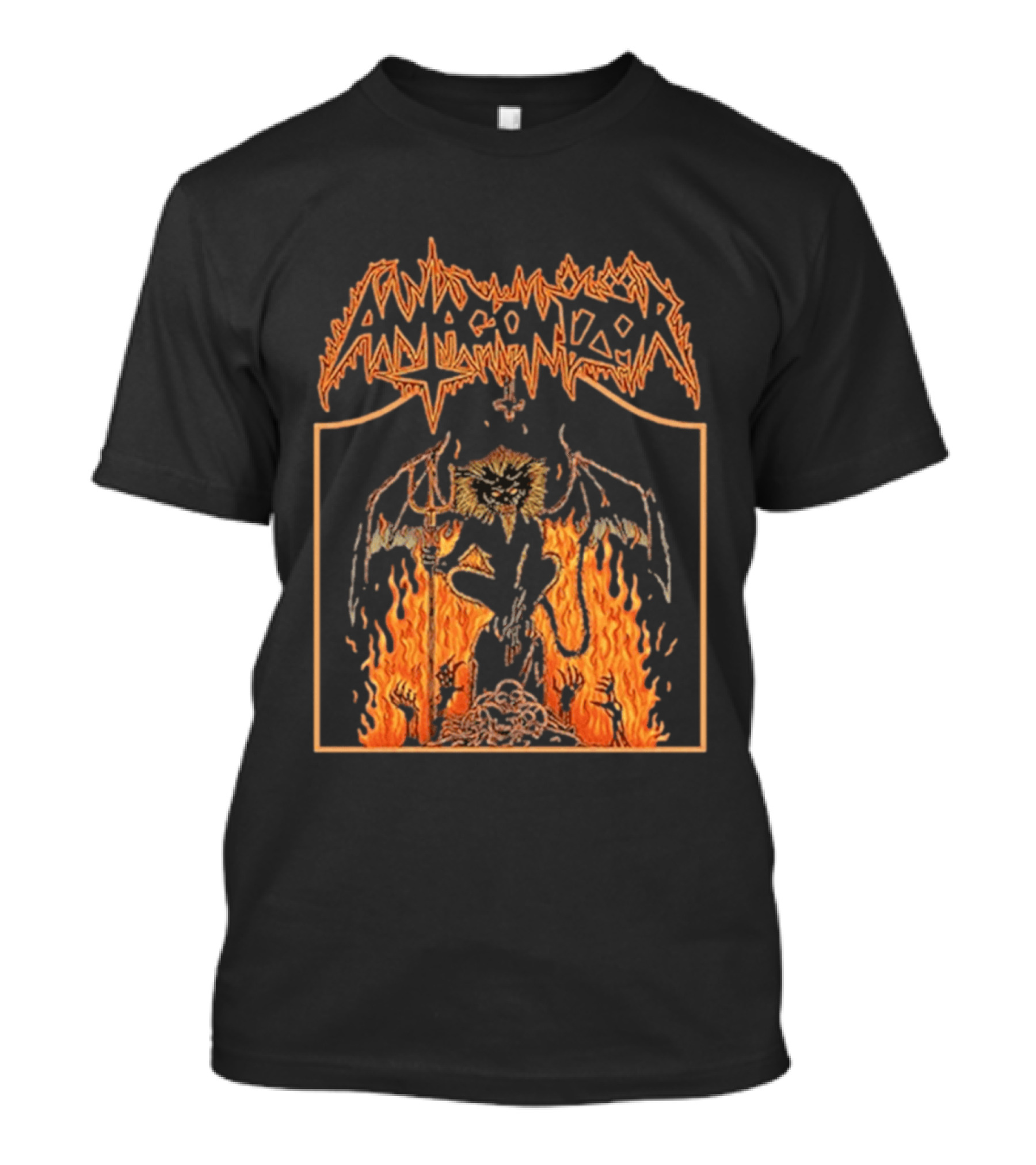 Antagonizör Into The Fires Flaming Skull Metal Demon T-Shirt