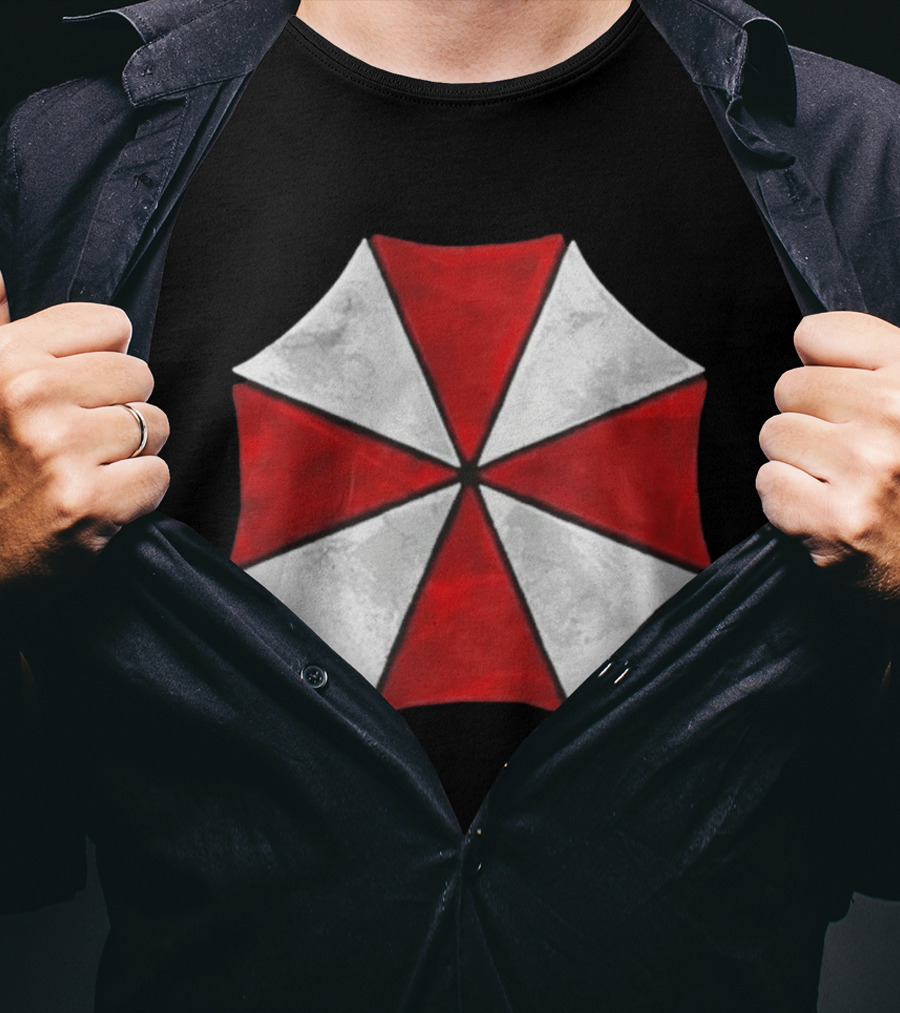 Residence Evil Umbrella Corporation Iconic Red White Umbrella T-Shirt