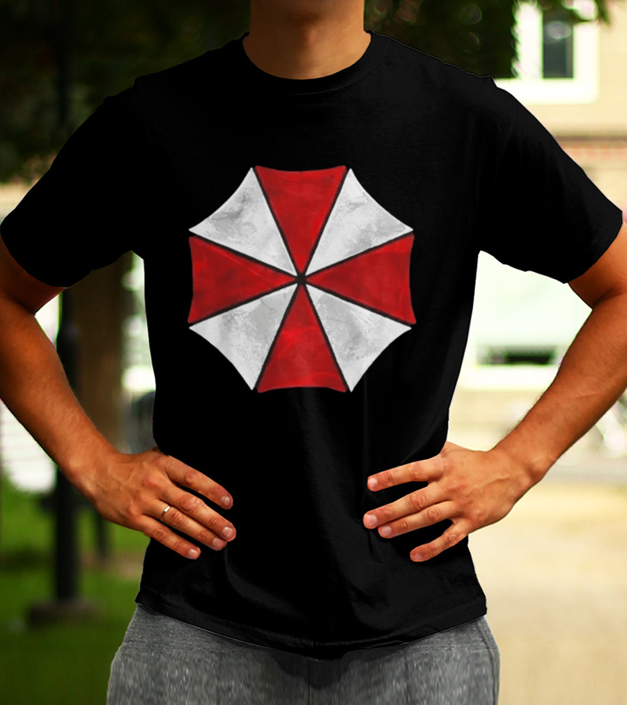 Residence Evil Umbrella Corporation Iconic Red White Umbrella T-Shirt
