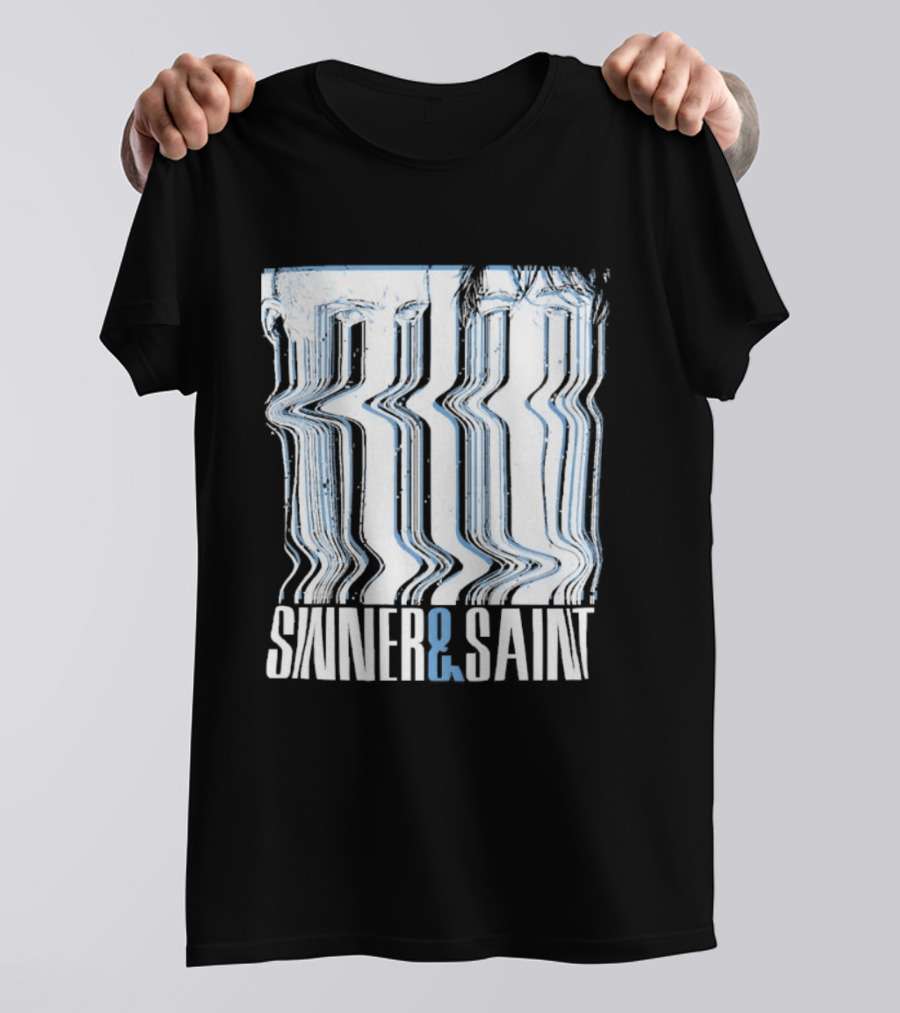 Sinner And Saint Distorted Typography Design Free Shipping T-Shirt