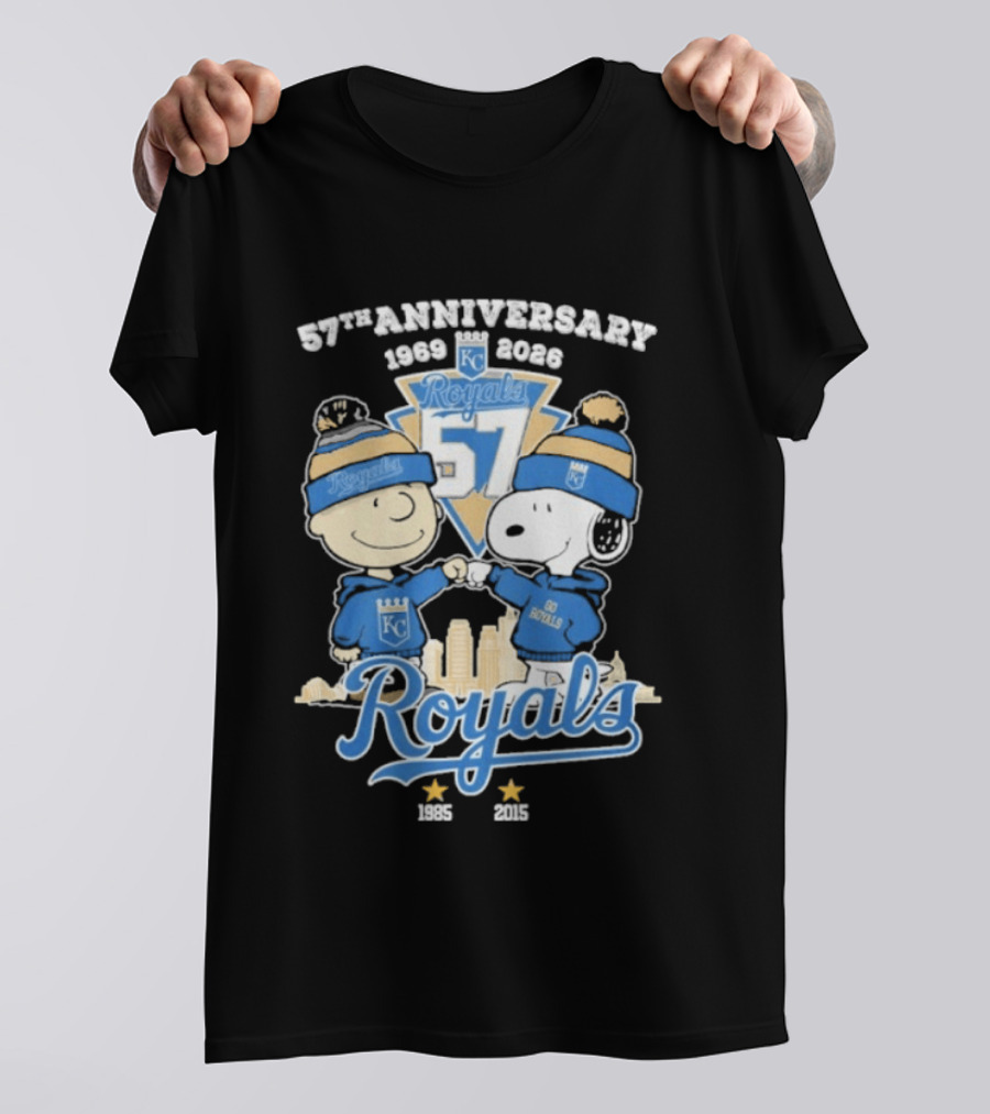 57th Anniversary 1969 2026 Peanuts Fistbump Kansas City Royals Royals T-Shirt