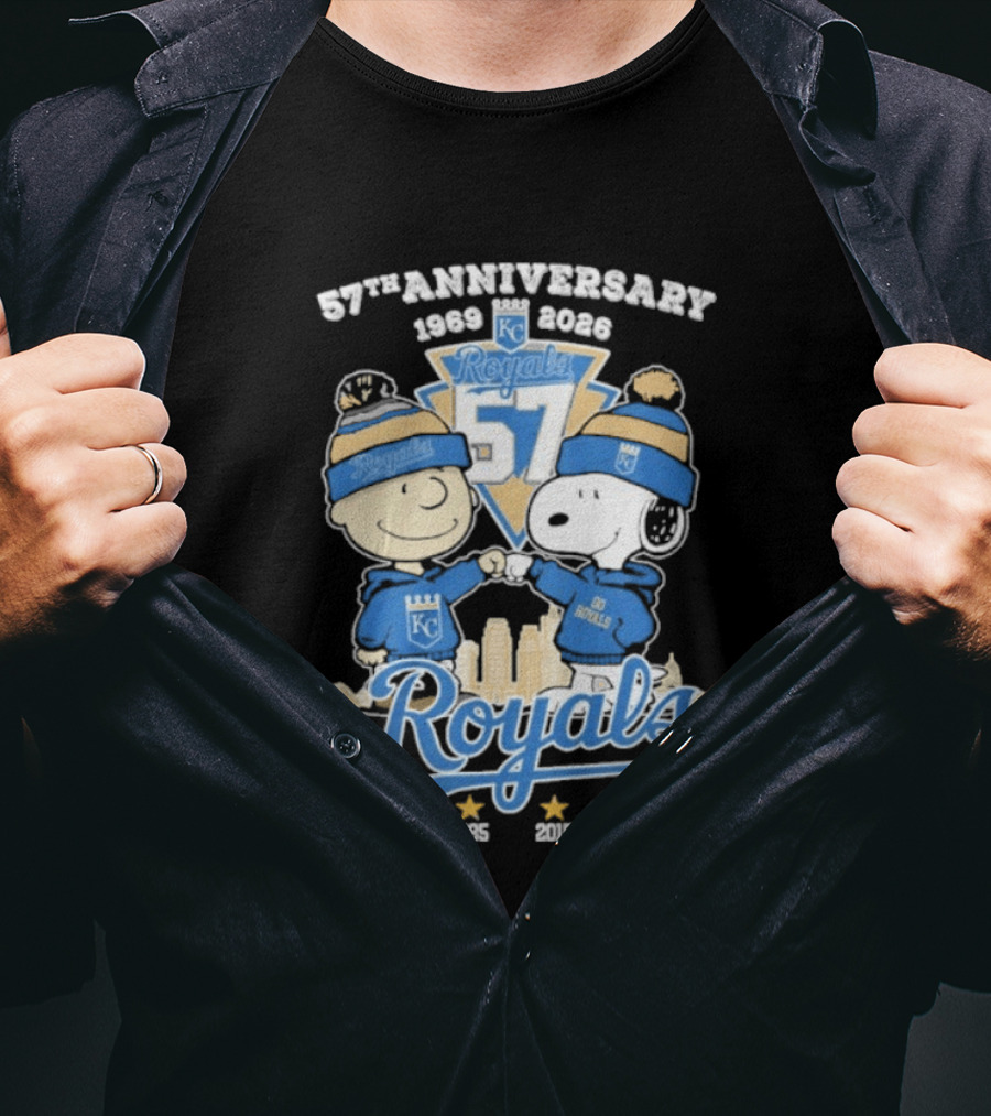 57th Anniversary 1969 2026 Peanuts Fistbump Kansas City Royals Royals T-Shirt