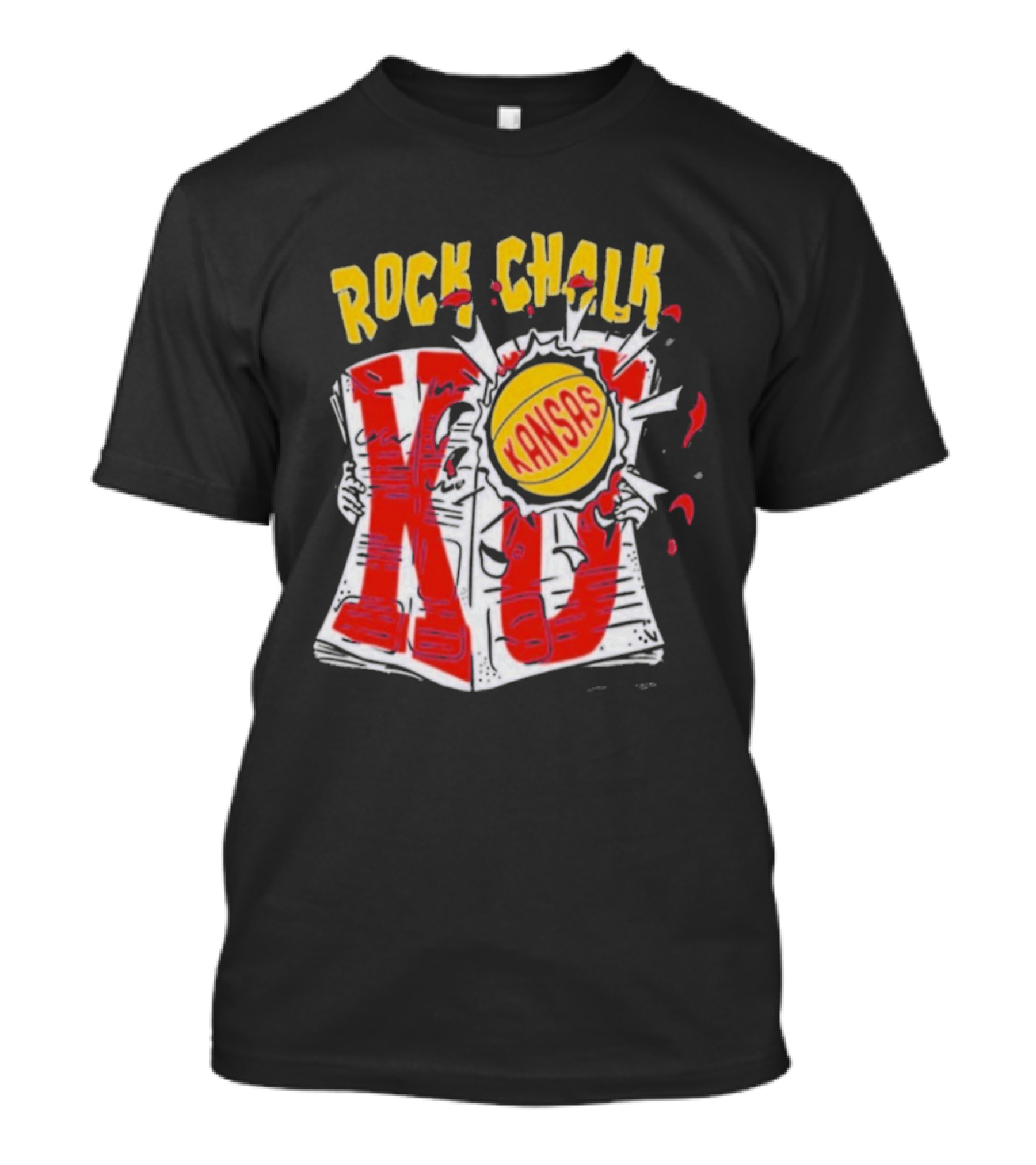 KU Rock Chalk Kansas Basketball Burst T-Shirt