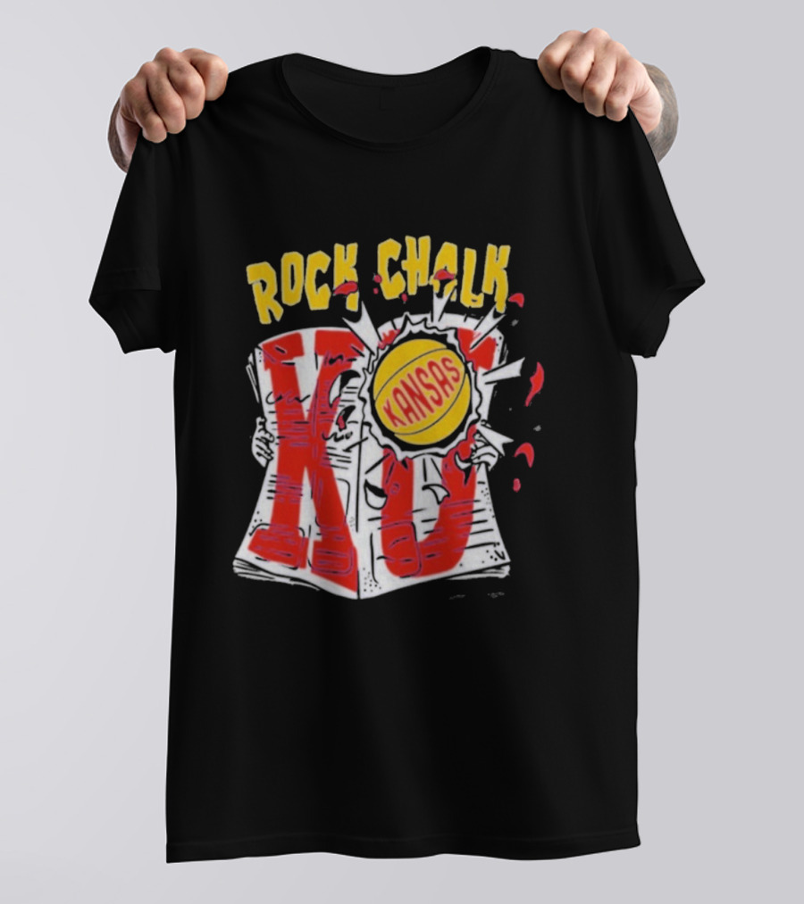 KU Rock Chalk Kansas Basketball Burst T-Shirt